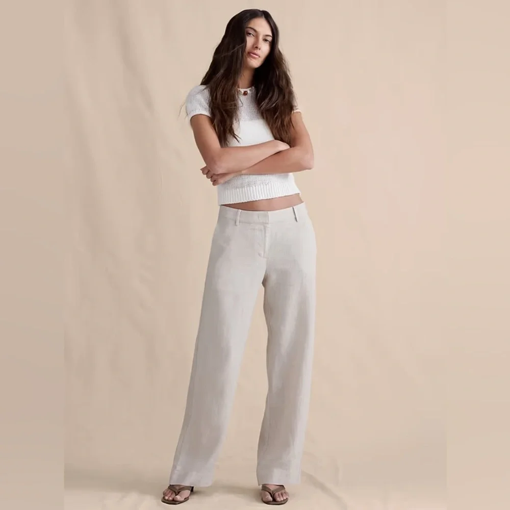 NWT! Banana Republic The Everyday Wide-Leg Pant in Linen- Medium 🩷